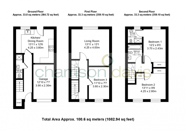 Floor Plan Image for 3 Bedroom Terraced House for Sale in Wepham Close, Yeading, UB4 9YG