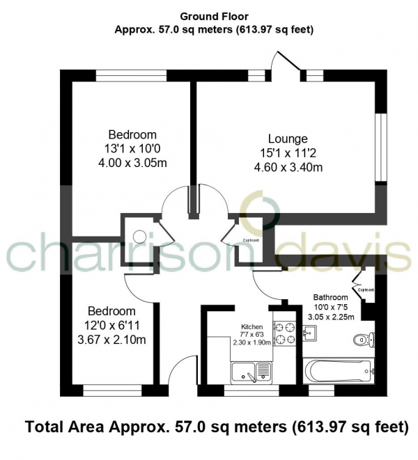 Floor Plan Image for 2 Bedroom Flat for Sale in Westcombe Lodge, Hayes, Middlesex, UB4 8HQ