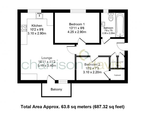 Floor Plan Image for 2 Bedroom Flat for Sale in Seafox House, Hayes, Middlesex, UB3 2FG
