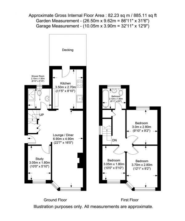 Floor Plan Image for 3 Bedroom Semi-Detached House for Sale in Ashford Avenue, Hayes, Middlesex, UB4 0NA