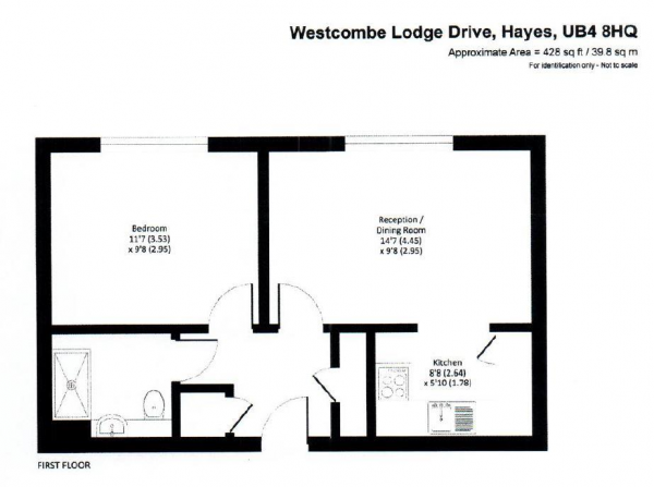 Floor Plan Image for 1 Bedroom Flat for Sale in Westcombe Lodge, Hayes, Middlesex, UB4 8HQ