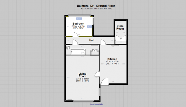 Floor Plan Image for 1 Bedroom Flat for Sale in Balmoral Drive, Hayes, UB4 0AA