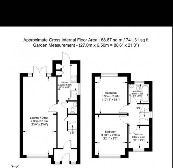 Floor Plan Image for 3 Bedroom Semi-Detached House to Rent in Fairholme Crescent, Hayes, MIddlesex, UB4 8QU