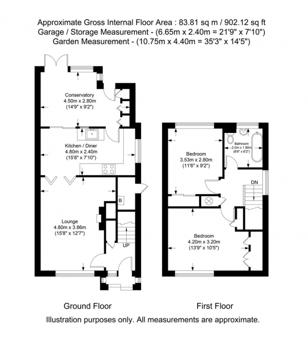 Floor Plan Image for 2 Bedroom Semi-Detached House for Sale in Hayman Crescent, Hayes, Middlesex, UB4 8PP