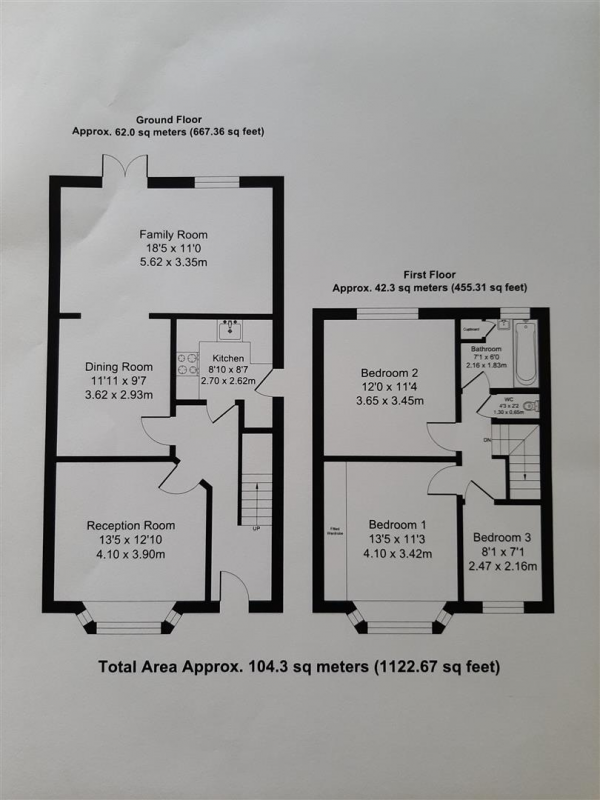 Floor Plan Image for 3 Bedroom Semi-Detached House for Sale in Clovelly Close, Ickenham, Middlesex, UB10 8PT