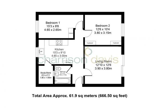 Floor Plan Image for 2 Bedroom Flat for Sale in Cedar House, Hayes, Middlesex, UB4 9EA