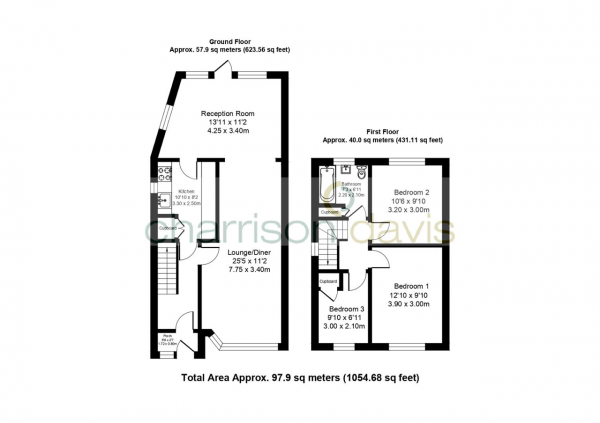 Floor Plan Image for 3 Bedroom Semi-Detached House for Sale in Grosvenor Avenue, Hayes, Middlesex, UB4 8NW