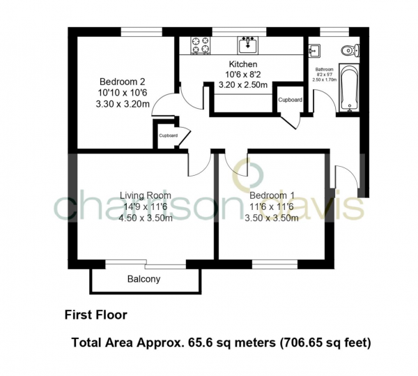 Floor Plan Image for 2 Bedroom Flat for Sale in Portland Road, Hayes, Middlesex, UB4 8LH