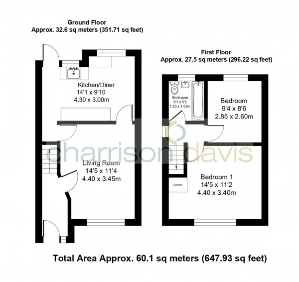 Floor Plan for 2 Bedroom Semi-Detached House for Sale in Lansbury Drive, Hayes, Middlesex, UB4 8SG, UB4, 8SG -  &pound410,000