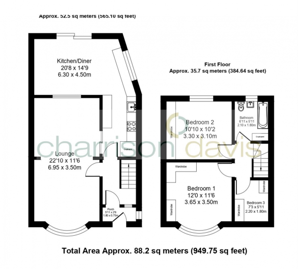 Floor Plan for 3 Bedroom Semi-Detached House for Sale in Adelphi Crescent, Hayes, Middlesex, UB4 8LZ, UB4, 8LZ -  &pound510,000