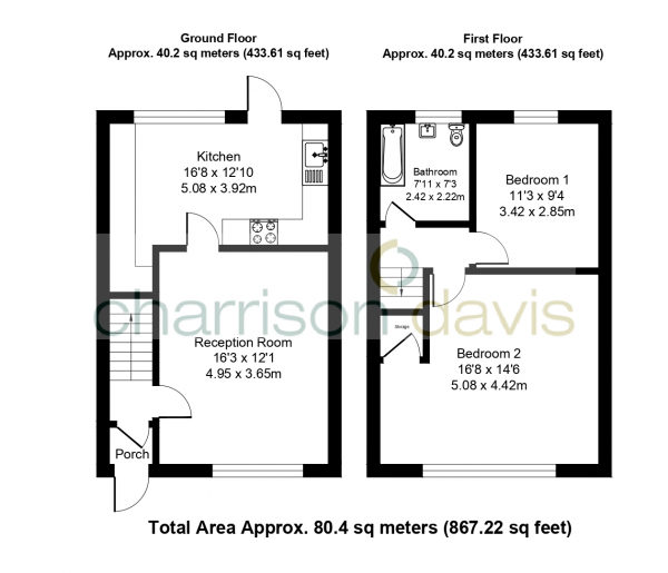 Floor Plan Image for 2 Bedroom Terraced House for Sale in Warwick Crescent, Hayes, Middlesex, UB4 8RE