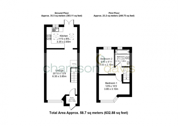 Floor Plan Image for 2 Bedroom Terraced House for Sale in Fairholme Crescent, Hayes, Middlesex, UB4 8QS