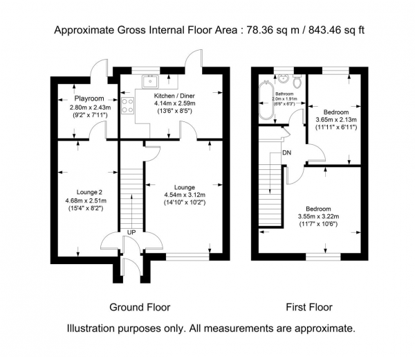 Floor Plan Image for 2 Bedroom Semi-Detached House for Sale in Brentford Close, Yeading, Middlesex, UB4 9QG