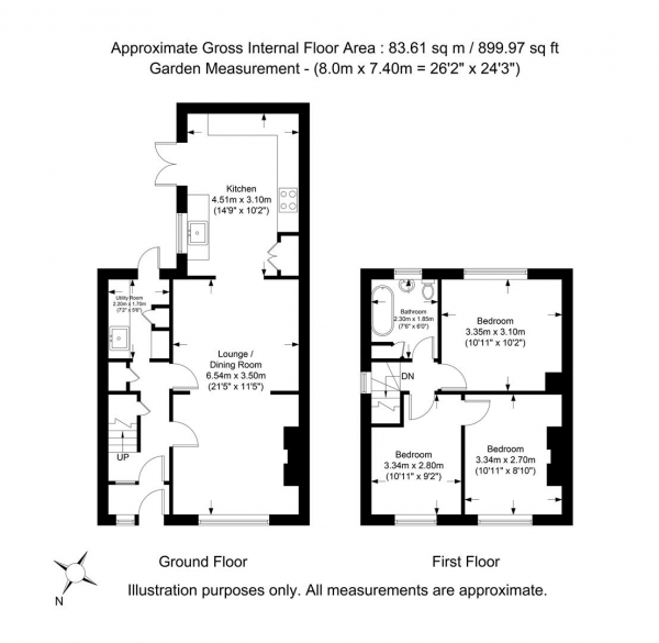 Floor Plan Image for 3 Bedroom Semi-Detached House for Sale in Gurney Road, Northolt, Middlesex, UB5 6LJ