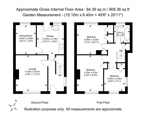 Floor Plan Image for 3 Bedroom Terraced House for Sale in Lawrence Road, Hayes, Middlesex, UB4 8QA