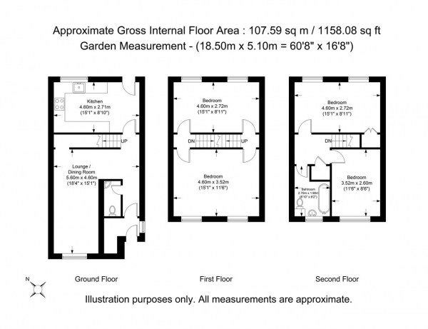 Floor Plan Image for 3 Bedroom Terraced House for Sale in Broomcroft Avenue, Northolt, UB5 6HZ