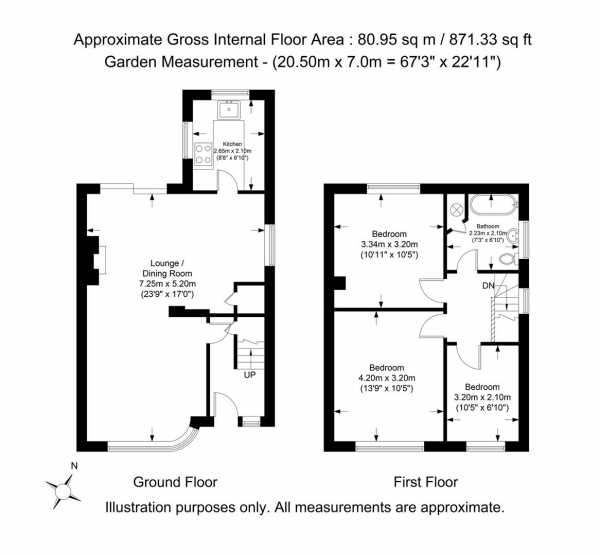 Floor Plan Image for 3 Bedroom Semi-Detached House for Sale in Byron Way, Hayes, Middlesex, UB4 8AT