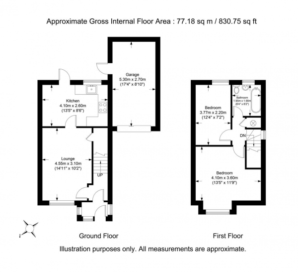 Floor Plan Image for 2 Bedroom Semi-Detached House for Sale in Brentford Close, Hayes, Middlesex, UB4 9QG