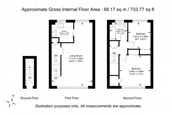 Floor Plan Image for 2 Bedroom Flat for Sale in Compton Road, Hayes, Middlesex, UB3 2AZ