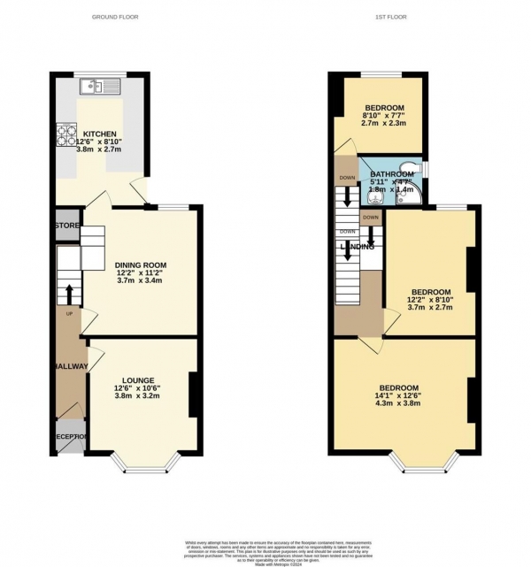 Floor Plan for 3 Bedroom Terraced House for Sale in Onslow Road, Wirral, CH62, 1EJ -  &pound100,000