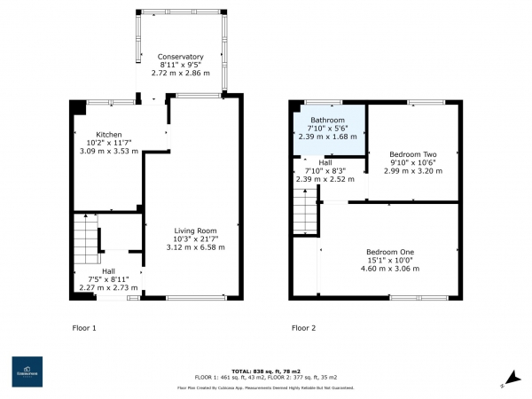 Floor Plan Image for 2 Bedroom End of Terrace House for Sale in Broom Place, Bridge Of Weir, PA11