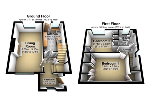 Floor Plan Image for 2 Bedroom End of Terrace House for Sale in Rowantree Road, Johnstone