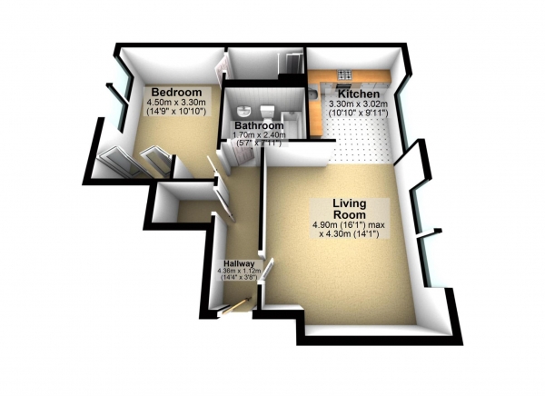 Floor Plan Image for 1 Bedroom Flat for Sale in Millview Crescent, Johnstone, PA5