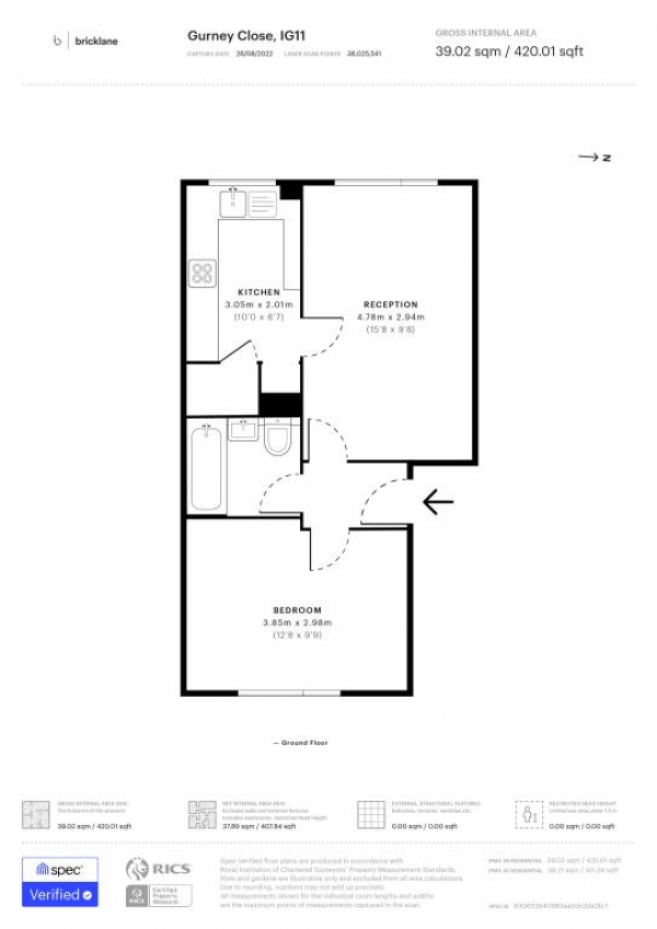 Floor Plan Image for 1 Bedroom Flat to Rent in Gurney Close, Barking, London, IG11