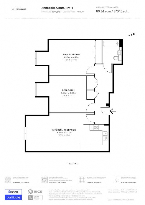 Floor Plan Image for 2 Bedroom Flat to Rent in Annabelle Court, New Road, Rainham, RM13