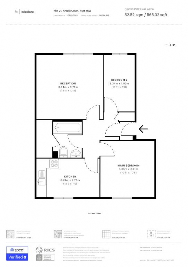 Floor Plan Image for 2 Bedroom Flat to Rent in Maple Court, Spring Close, Chadwell Heath, RM8