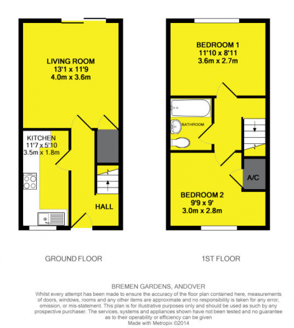 Floor Plan Image for 2 Bedroom Terraced House for Sale in Bremen Gardens, Andover, SP10 4LQ