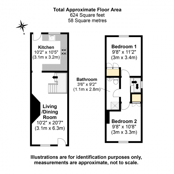 Floor Plan Image for 2 Bedroom Terraced House for Sale in Oak Lane, Windsor, SL4 5EU