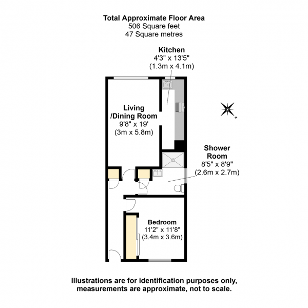 Floor Plan Image for 1 Bedroom Flat for Sale in Richmond Road, Staines, TW18 2BW