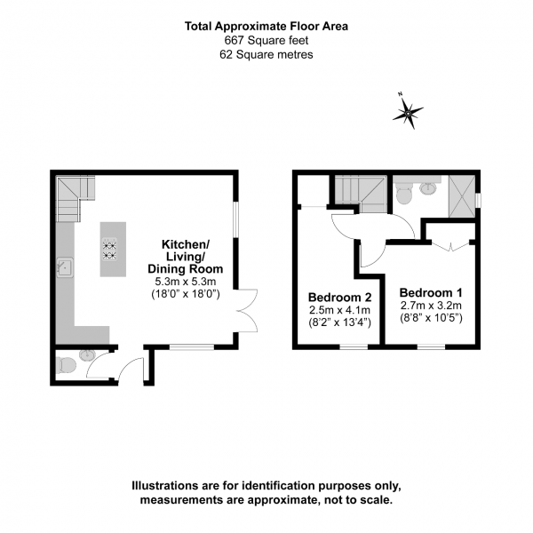 Floor Plan Image for 2 Bedroom End of Terrace House for Sale in Huntington Place, Langley, SL3 8EY