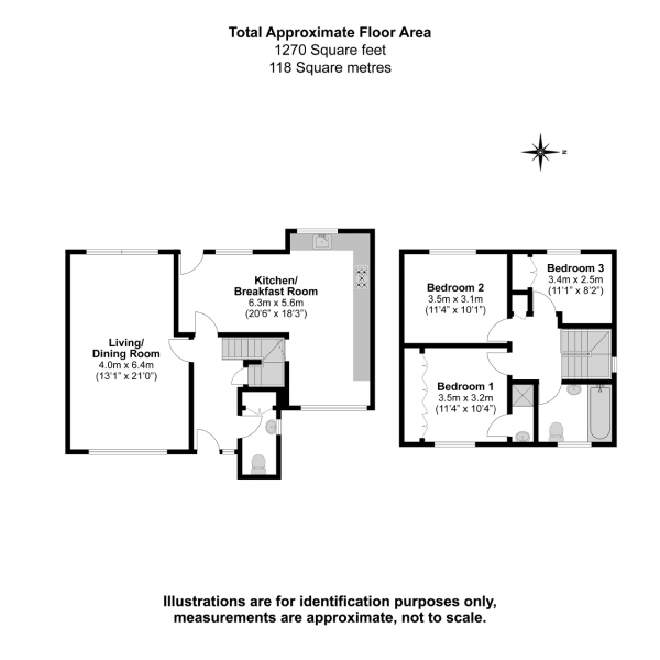 Floor Plan Image for 3 Bedroom Semi-Detached House for Sale in Long Readings Lane, Farnham Royal, SL2 1QG