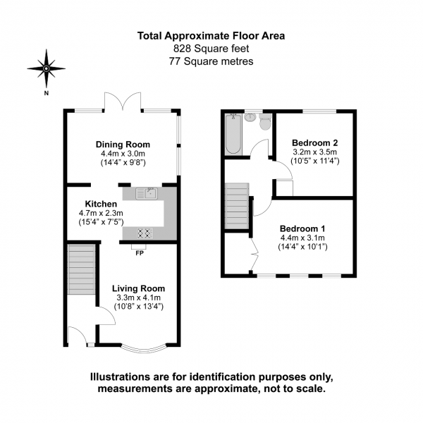 Floor Plan Image for 2 Bedroom Terraced House for Sale in Thompson Close, Langley, SL3 8NH