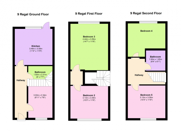 Floor Plan Image for 5 Bedroom Terraced House to Rent in Old Montague Street, Whitechapel, London, E1 5JB