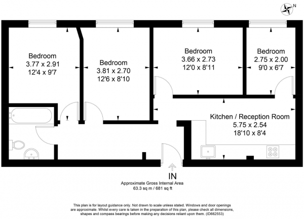 Floor Plan Image for 4 Bedroom Flat to Rent in Johnson Street, Shadwell, London, E1 0AQ