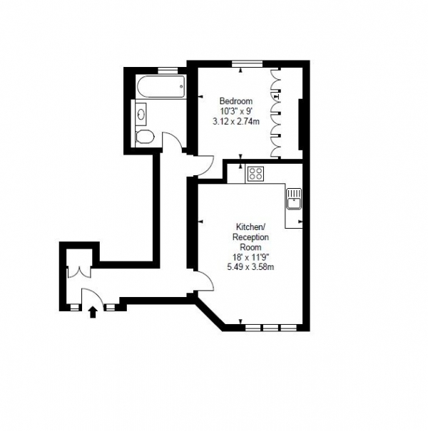 Floor Plan Image for 1 Bedroom Flat to Rent in Hamlet Gardens, London