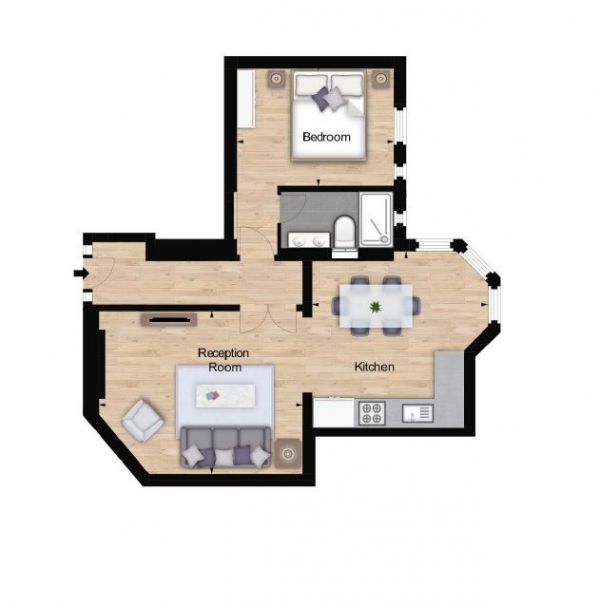 Floor Plan Image for 1 Bedroom Flat to Rent in Hamlet Gardens, London