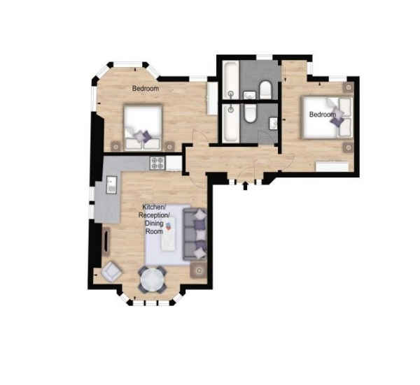 Floor Plan Image for 2 Bedroom Flat to Rent in Hamlet Gardens, London