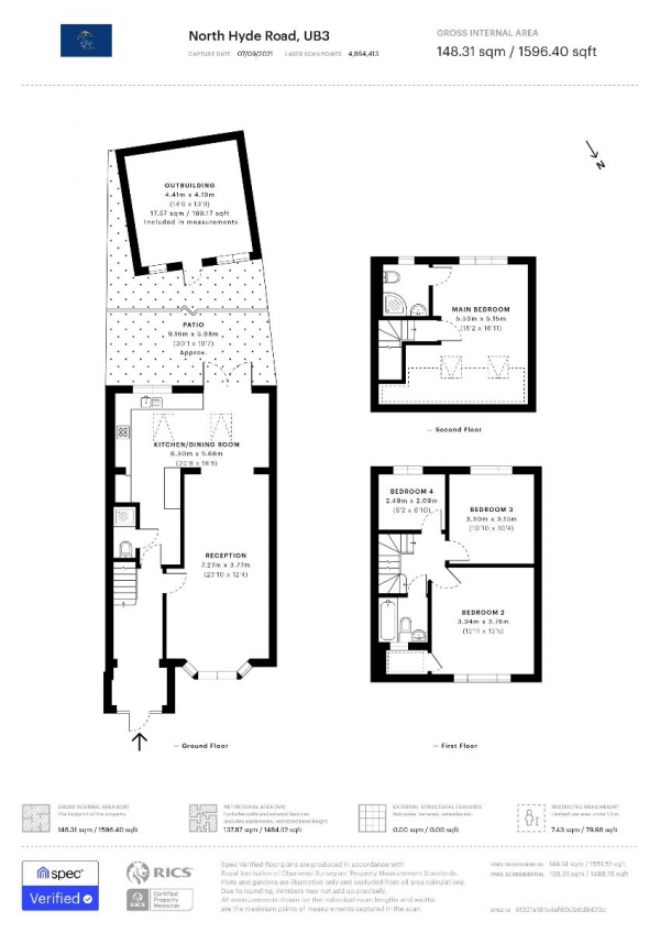 Floor Plan Image for 4 Bedroom Terraced House to Rent in North Hyde Road, Hayes, UB3