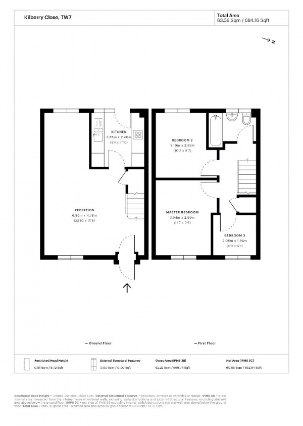 Floor Plan Image for 3 Bedroom End of Terrace House for Sale in Kilberry Close, Isleworth, TW7