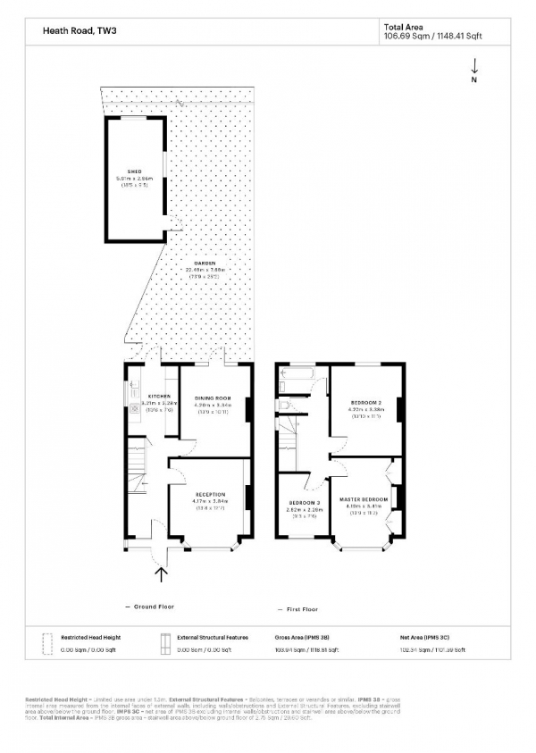Floor Plan Image for 3 Bedroom Semi-Detached House for Sale in Heath Road, Hounslow, TW3