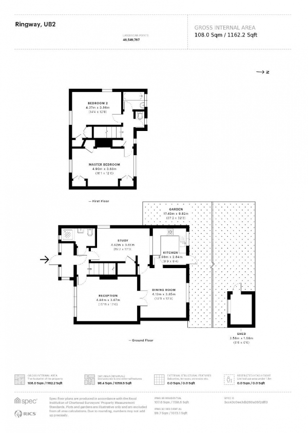 Floor Plan Image for 2 Bedroom Semi-Detached House for Sale in Ringway, Southall, UB2
