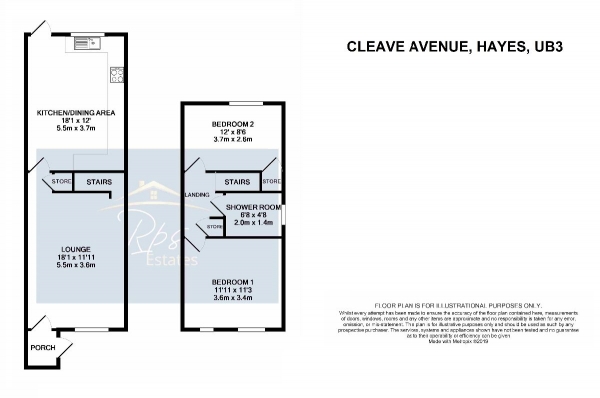 Floor Plan for 2 Bedroom End of Terrace House for Sale in Cleave Avenue, Hayes, UB3, UB3, 4HB - Guide Price &pound365,000