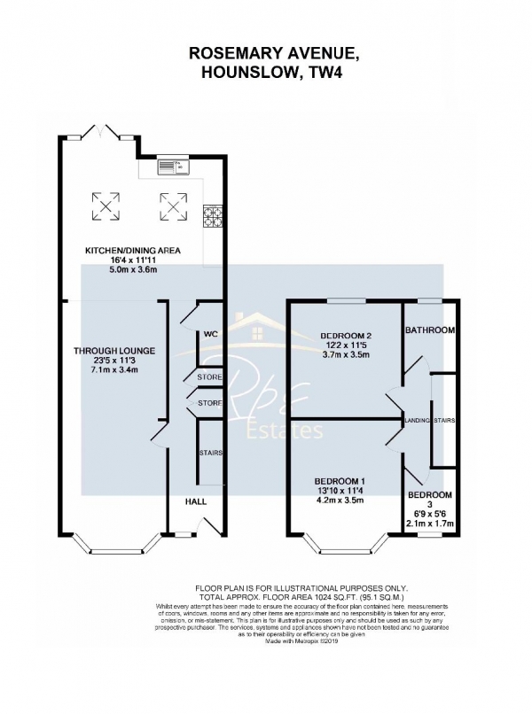 Floor Plan Image for 3 Bedroom Semi-Detached House for Sale in Rosemary Avenue, Hounslow, TW4