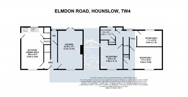 Floor Plan Image for 3 Bedroom Semi-Detached House for Sale in Elmdon Road, Hounslow, TW4