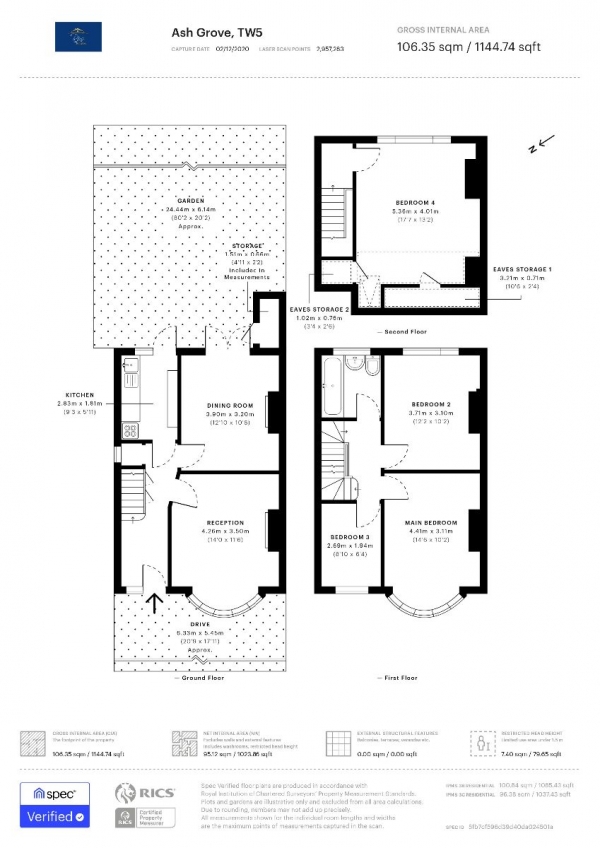 Floor Plan for 4 Bedroom Terraced House for Sale in Ash Grove, Heston, TW5, TW5, 9DY - Guide Price &pound475,000