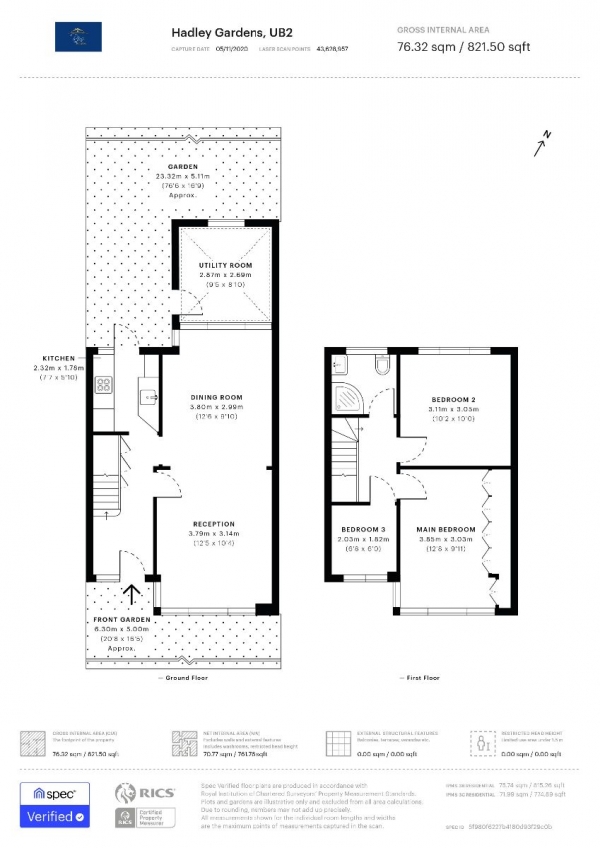 Floor Plan Image for 3 Bedroom Terraced House for Sale in Hadley Gardens, Southall, UB2